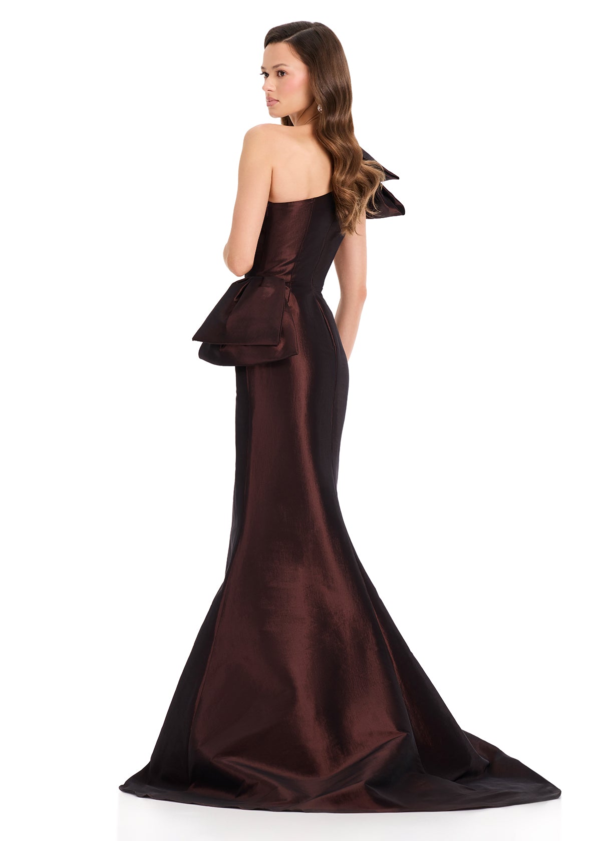 ASHLEYlauren 11722 One Shoulder Taffeta Gown