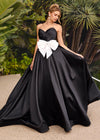 Editorial - ASHLEYlauren 11770 – A stunning strapless mikado gown featuring a sweetheart neckline, oversized bow detail, and an elegant A-line ball gown skirt. Perfect for making a statement at any special occasion.