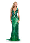 Emerald ASHLEYlauren 11790 Fully Beaded Gown with V-Neckline, V-Back, and Curve-Enhancing Beadwork