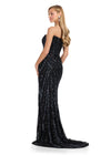 ASHLEYlauren 11817 - Nude Beaded Strapless Evening Gown - Embellished Prom Dress With High Slit - Ashley Lauren Dresses 2025 - Back View