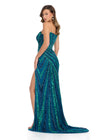 ASHLEYlauren 11817 - Blue Beaded Strapless Evening Gown - Embellished Prom Dress With High Slit - Ashley Lauren Dresses 2025 - Back View