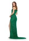 ASHLEYlauren 11817 - Green Beaded Strapless Evening Gown - Embellished Prom Dress With High Slit - Ashley Lauren Dresses 2025 - Back View