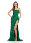 ASHLEYlauren 11817 - Green Beaded Strapless Evening Gown - Embellished Prom Dress With High Slit - Ashley Lauren Dresses 2025