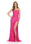 ASHLEYlauren 11817 - Pink Beaded Strapless Evening Gown - Embellished Prom Dress With High Slit - Ashley Lauren Dresses 2025