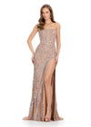 ASHLEYlauren 11817 - Nude Beaded Strapless Evening Gown - Embellished Prom Dress With High Slit - Ashley Lauren Dresses 2025