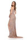 ASHLEYlauren 11817 - Nude Beaded Strapless Evening Gown - Embellished Prom Dress With High Slit - Ashley Lauren Dresses 2025 - Back View