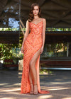 ASHLEYlauren 11819 - Coral Beaded Stappy Evening Gown - Ashley Lauren Prom Dress - Editorial