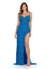 ASHLEYlauren 11819 - Blue Beaded Stappy Evening Gown - Ashley Lauren Prom Dress