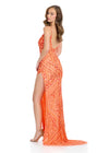 ASHLEYlauren 11819 - Coral Beaded Stappy Evening Gown - Ashley Lauren Prom Dress - Back View