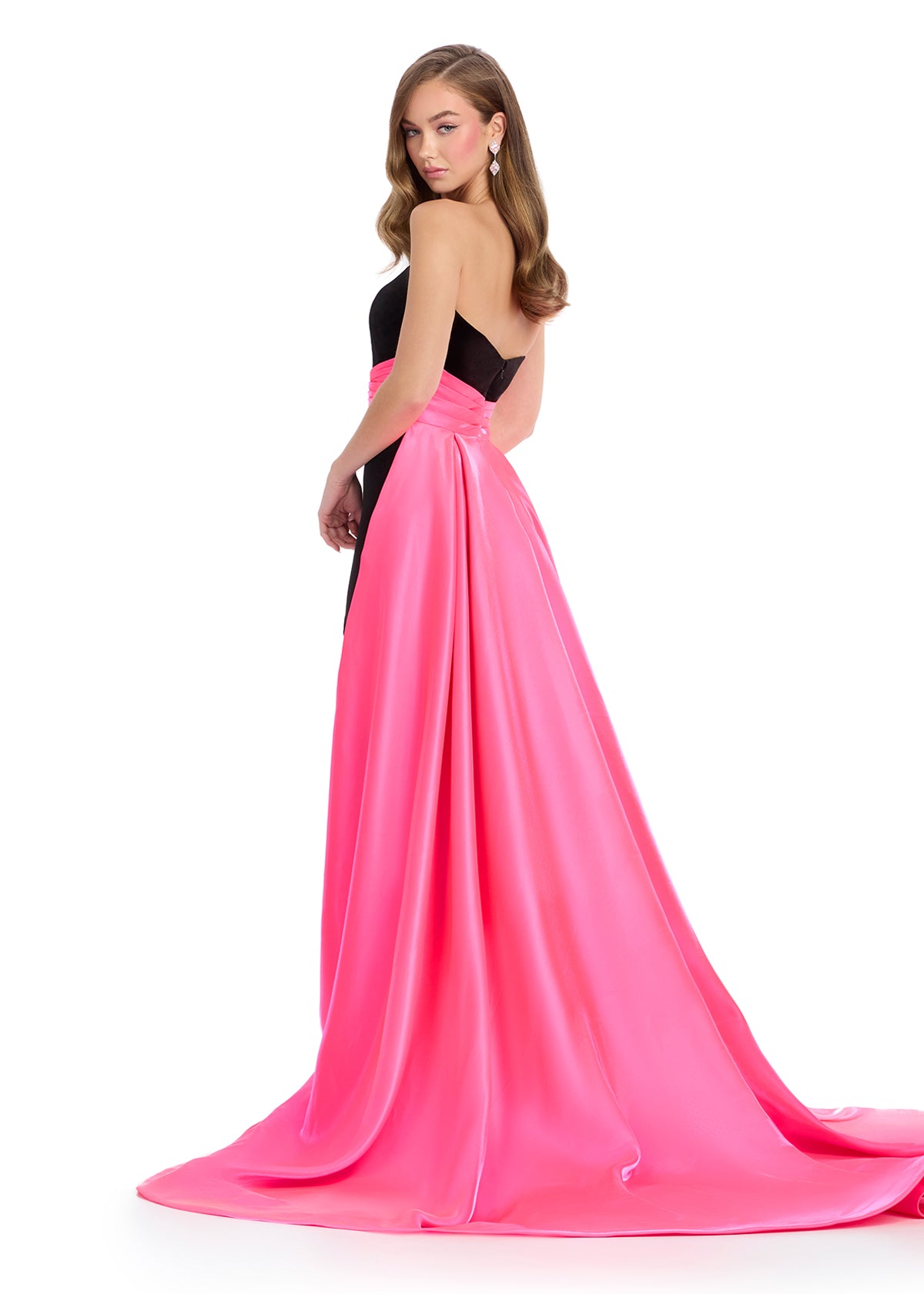 Evening Gown Macy's Pink And Black Dress ASHLEYlauren 11857 Strapless Velvet Gown With Satin Overskirt Evening Gown Macy's Pink And Black Dress ASHLEYlauren 11857 Strapless Velvet Gown With Satin Overskirt