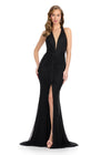 Stand out in this fabulous gown featuring a sweetheart neckline, intricate appliqué cascading down to the left leg slit, and a flowing side skirt with a sweep train for added drama. Perfect for special occasions.