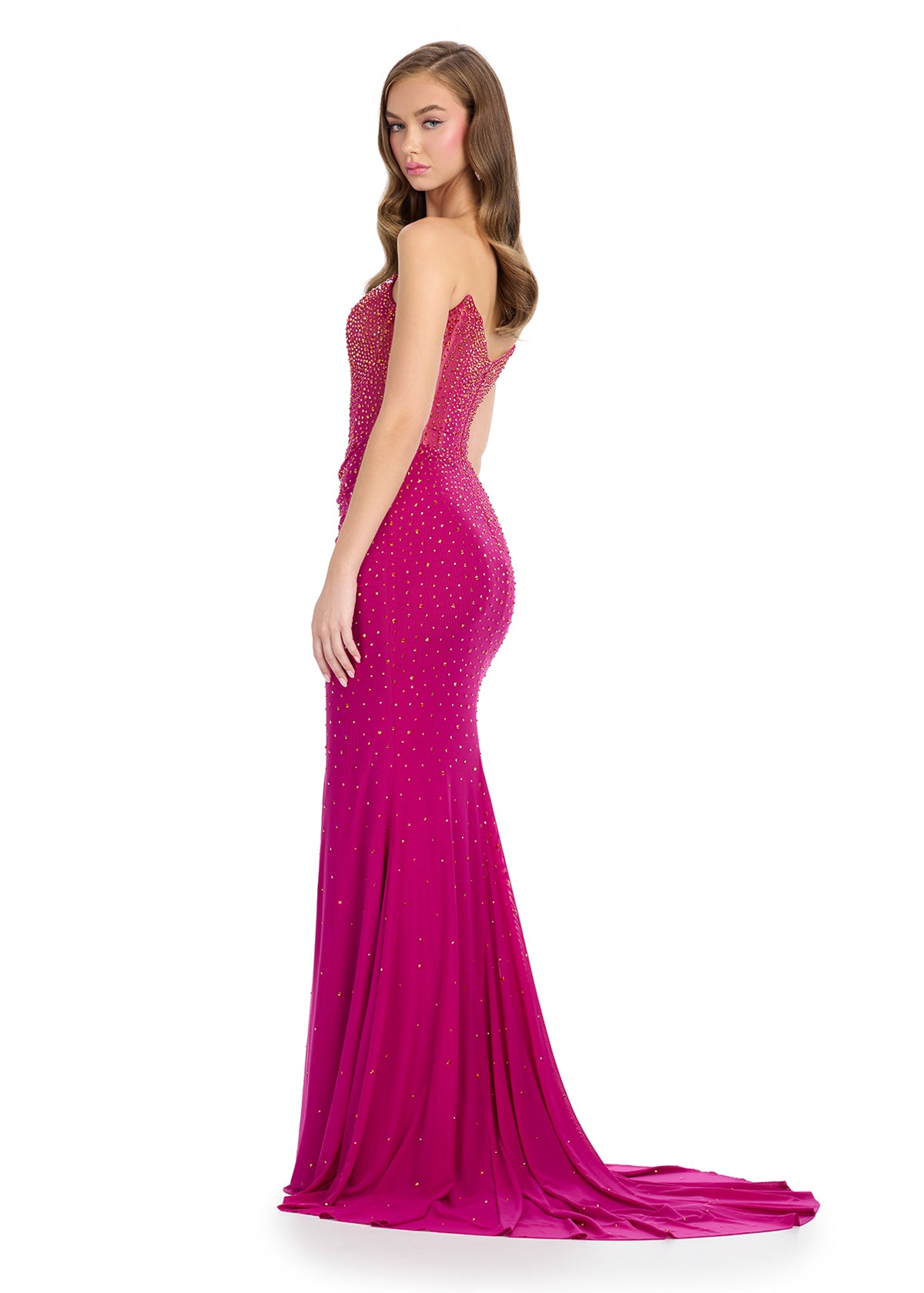 Ashley Lauren ストラップレス 装飾 レース カラー ロングドレス ASHLEYlauren 11864 – Strapless Beaded Gown with Sweep Train