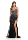 Must-have gown featuring a flattering sweetheart neckline, intricate press-on stone embellishments, and a left leg slit for a glamorous and sophisticated look. Perfect for special occasions.