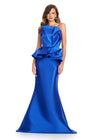 ASHLEYlauren 11874 - Blue - Off Shoulder Mermaid Gown with Peplum Waist