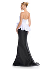 ASHLEYlauren 11874 - Monochrome - Off Shoulder Mermaid Gown with Peplum Waist - Back View