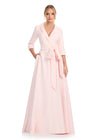 ASHLEYlauren 11876 - Baby Pink - Elegant Tuxedo Wrap Dress - Mother of The Bride