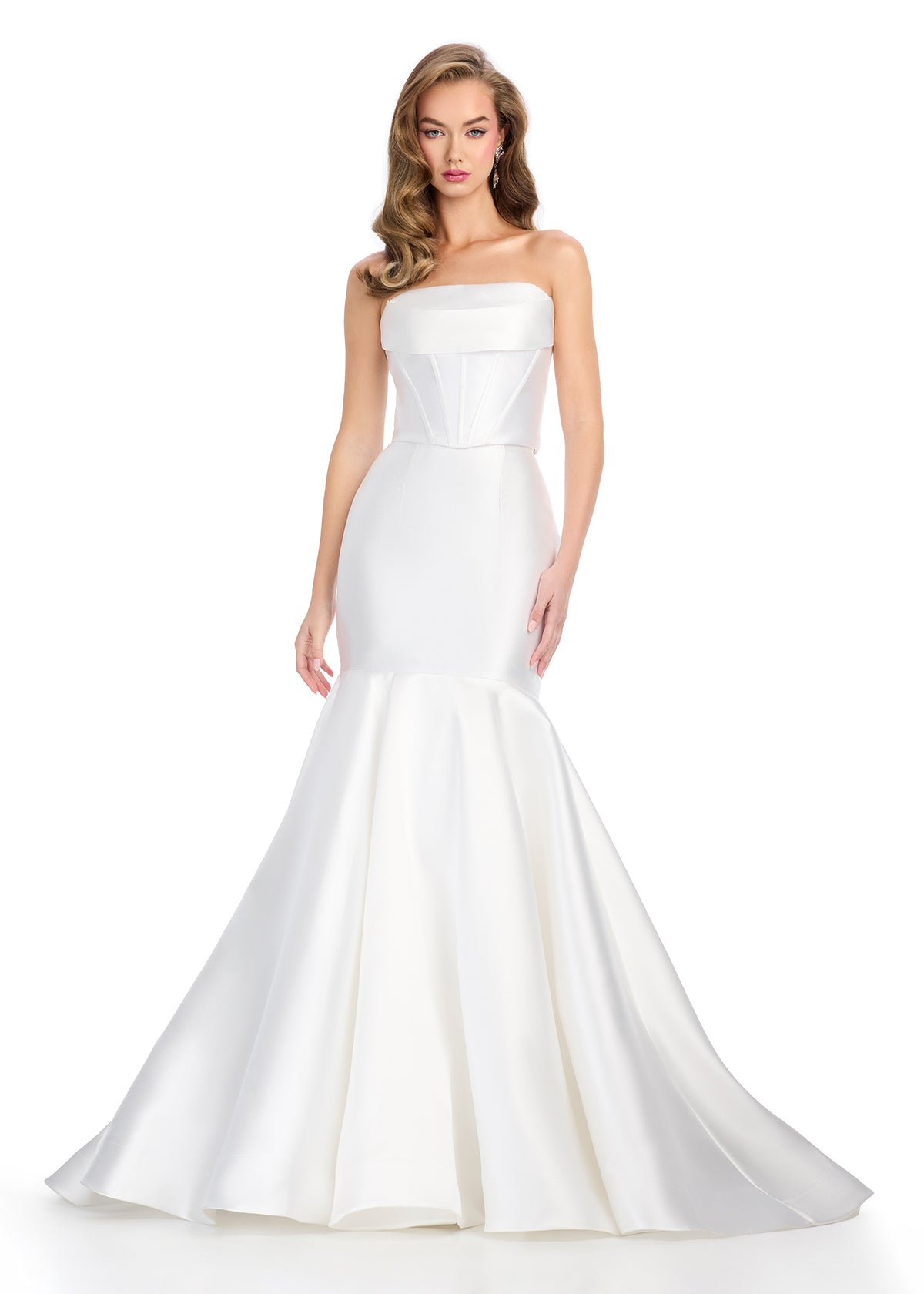 mermaid two piece wedding dress ASHLEYlauren 11908 Two-Piece Mikado Mermaid Gown