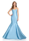 Classy and fabulous mikado gown featuring a structured corset bustier, a flattering sweetheart neckline, and a dramatic full mermaid skirt for an elegant and sophisticated look. Perfect for special occasions.
