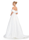ASHLEYlauren 11914 - White Off Shoulder Dress - Luxury Bardot Ball Gown - Back View