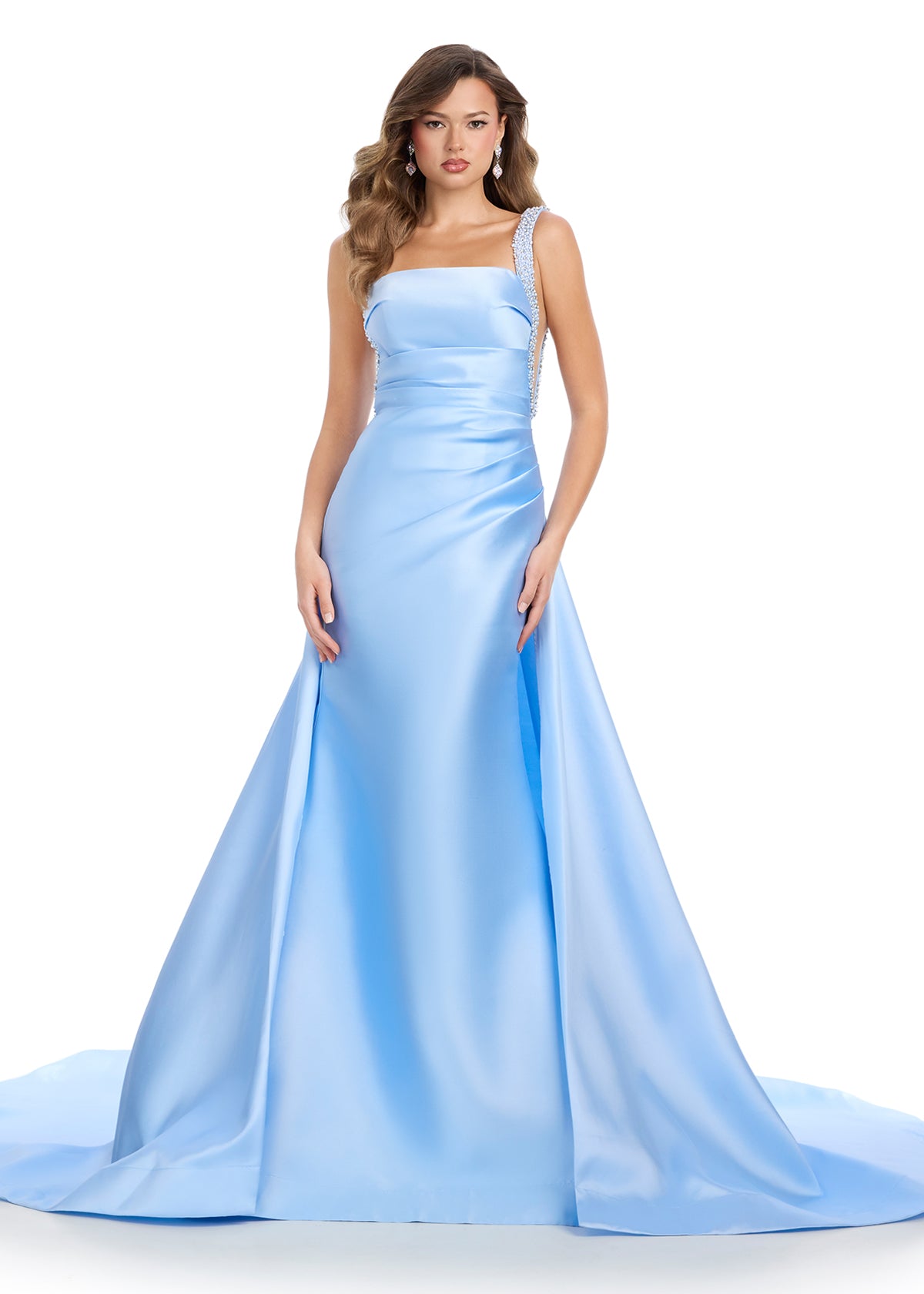 ASHLEYlauren 11979 – Mikado Gown with Overskirt