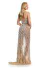 Back - Glamorous strapless gown featuring a sweetheart neckline, a fully beaded design, and a left leg slit for a statement-making look. Perfect for special occasions.