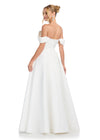 Back Ivory Embellished Off Shoulder Ball Gown - Bardot Evening Gown - Ashley Lauren Dress