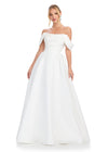 Ivory Embellished Off Shoulder Ball Gown - Bardot Evening Gown - Ashley Lauren Dress