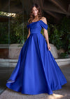 ASHLEYlauren 12017 - Royal Blue Embellished Off Shoulder Ball Gown - Bardot Evening Gown - Ashley Lauren Dress - Editorial