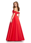 ASHLEYlauren 12017 - Red Embellished Off Shoulder Ball Gown - Bardot Evening Gown - Ashley Lauren Dress - Back View