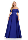 ASHLEYlauren 12017 - Royal Blue Embellished Off Shoulder Ball Gown - Bardot Evening Gown - Ashley Lauren Dress