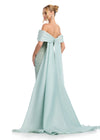 ASHLEYlauren 12020 - Sage Off Shoulder Beaded Evening Gown with Organza Cape - Ashley Lauren Dress - Back View