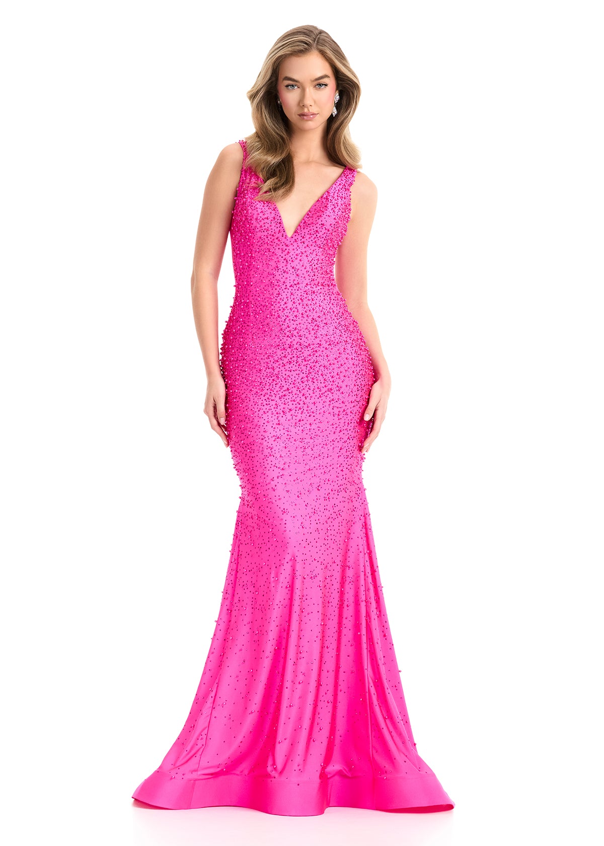 ASHLEYlauren 12030 Jersey Prom Gown with Pearls and Stones ASHLEYlauren 12030 Jersey Prom Gown with Pearls and Stones