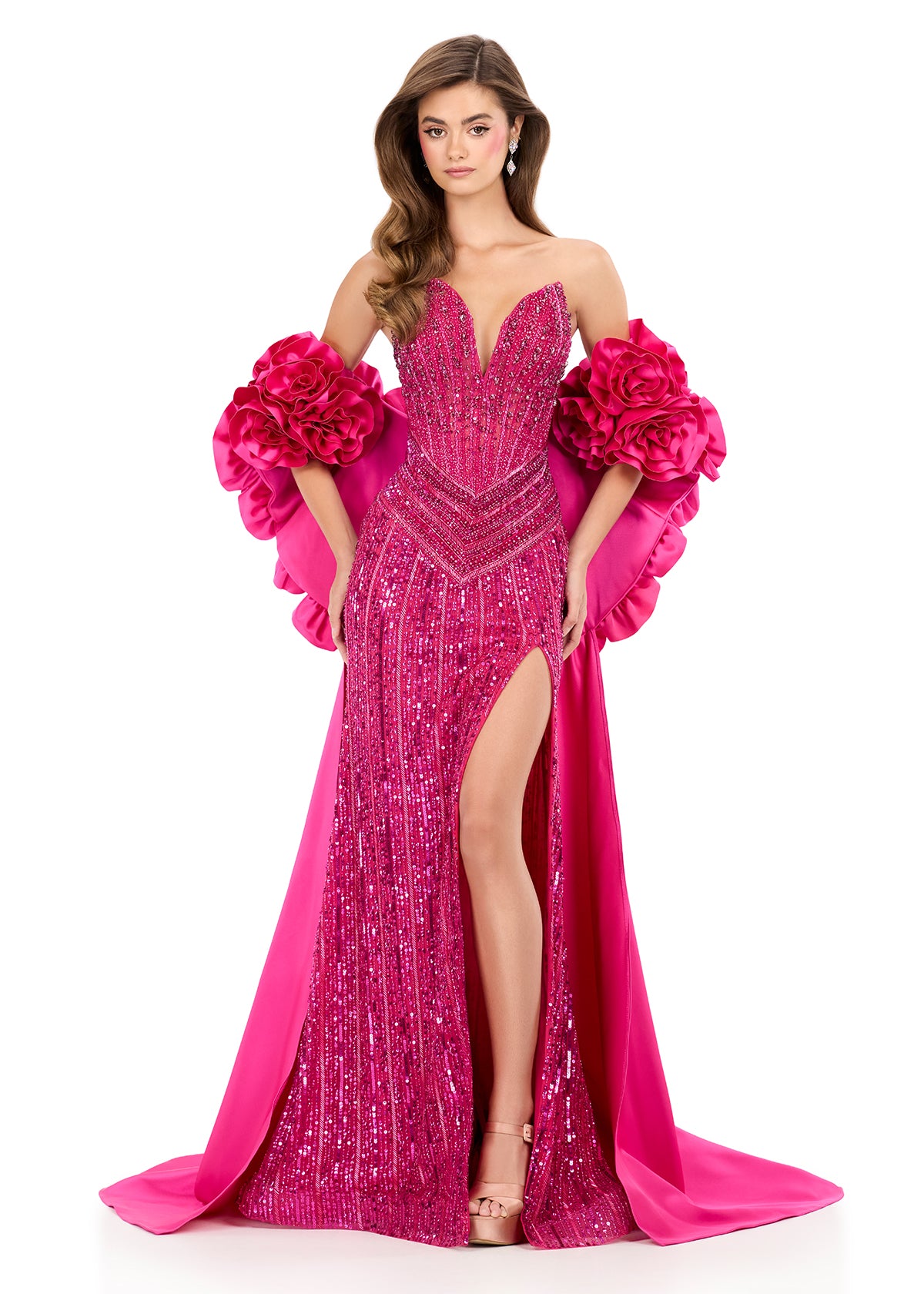 ASHLEYlauren Style 12040 - Floral Satin Cape