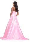 ASHLEYlauren 12055 | Ice-Pink strapless Mikado gown with pleated waist, structured bodice, and voluminous full skirt.