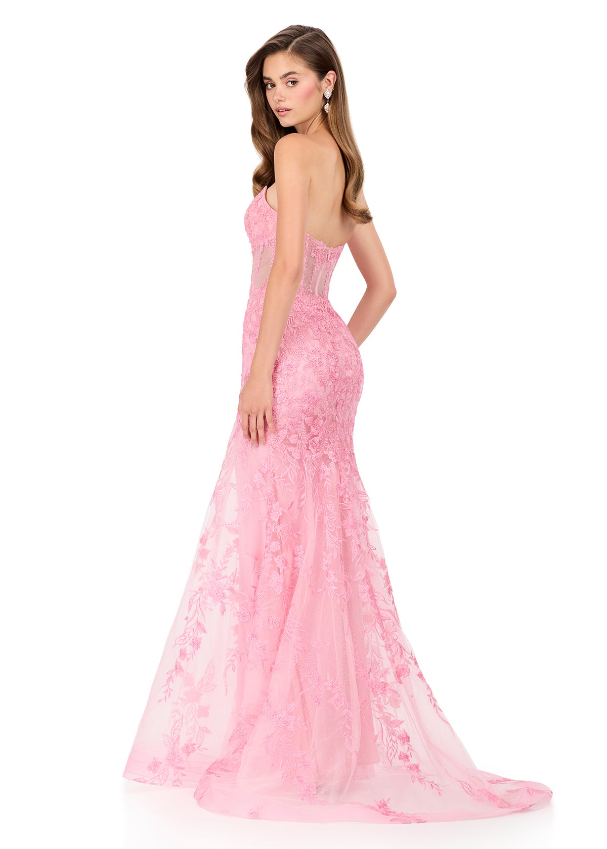 ASHLEYlauren Style 12060 - Strapless Lace Gown with Corset