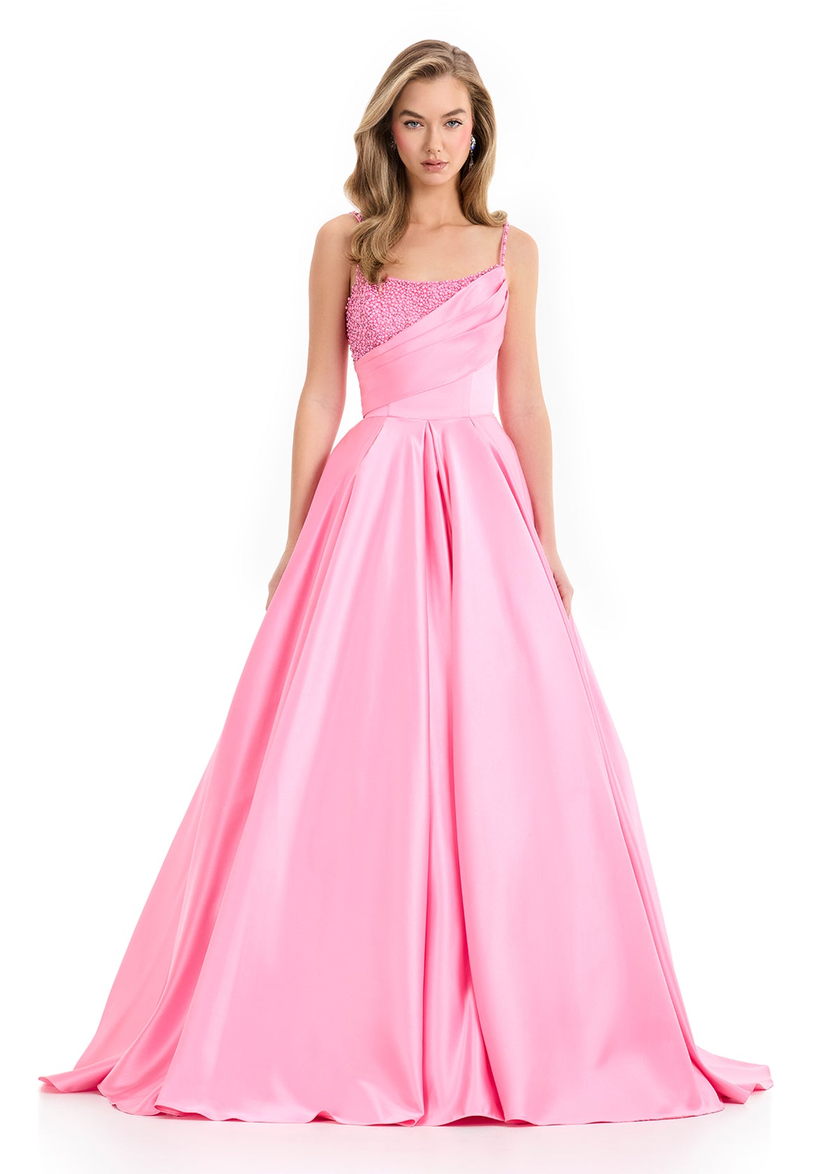 ASHLEYlauren 12086 Beaded Bodice Satin Ball Gown with Train ASHLEYlauren 12086 Beaded Bodice Satin Ball Gown with Train