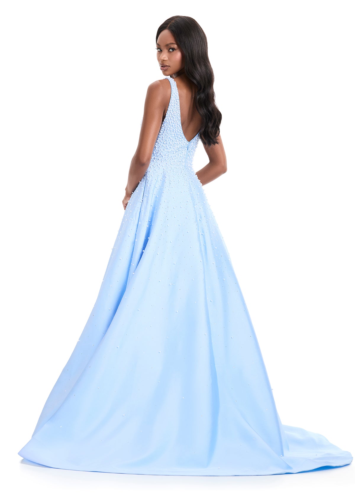 ASHLEYlauren Style 12160 - Mikado A-Line Prom Dress with V-Neckline ASHLEYlauren Style 12160 - Mikado A-Line Prom Dress with V-Neckline