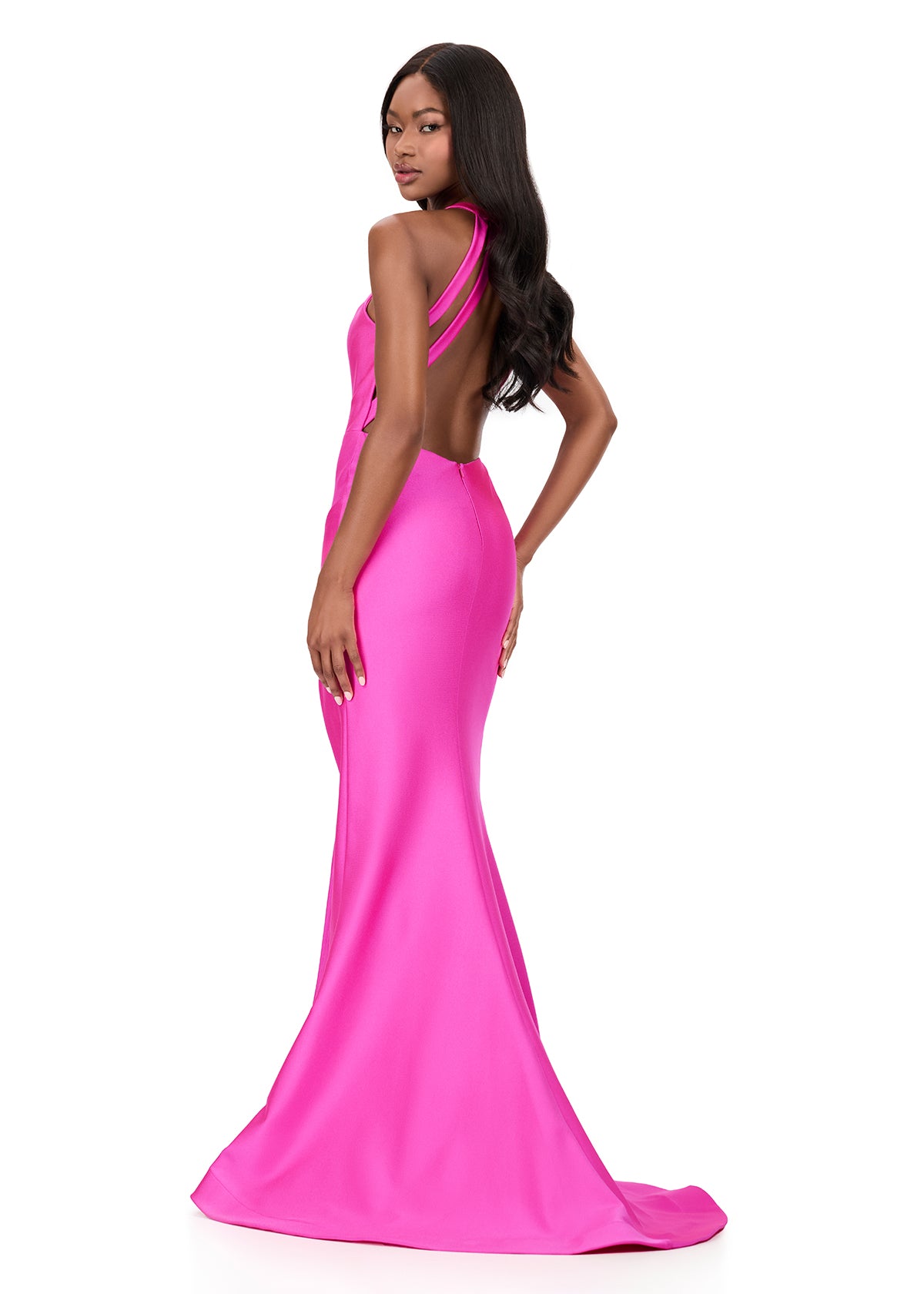 ASHLEYlauren Style 12161 - Jersey Dress with Cross Halter Neckline
