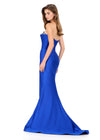 ASHLEYlauren 12163 | Royal strapless fitted jersey gown with beaded neckline, curve-contouring silhouette, and sweeping train