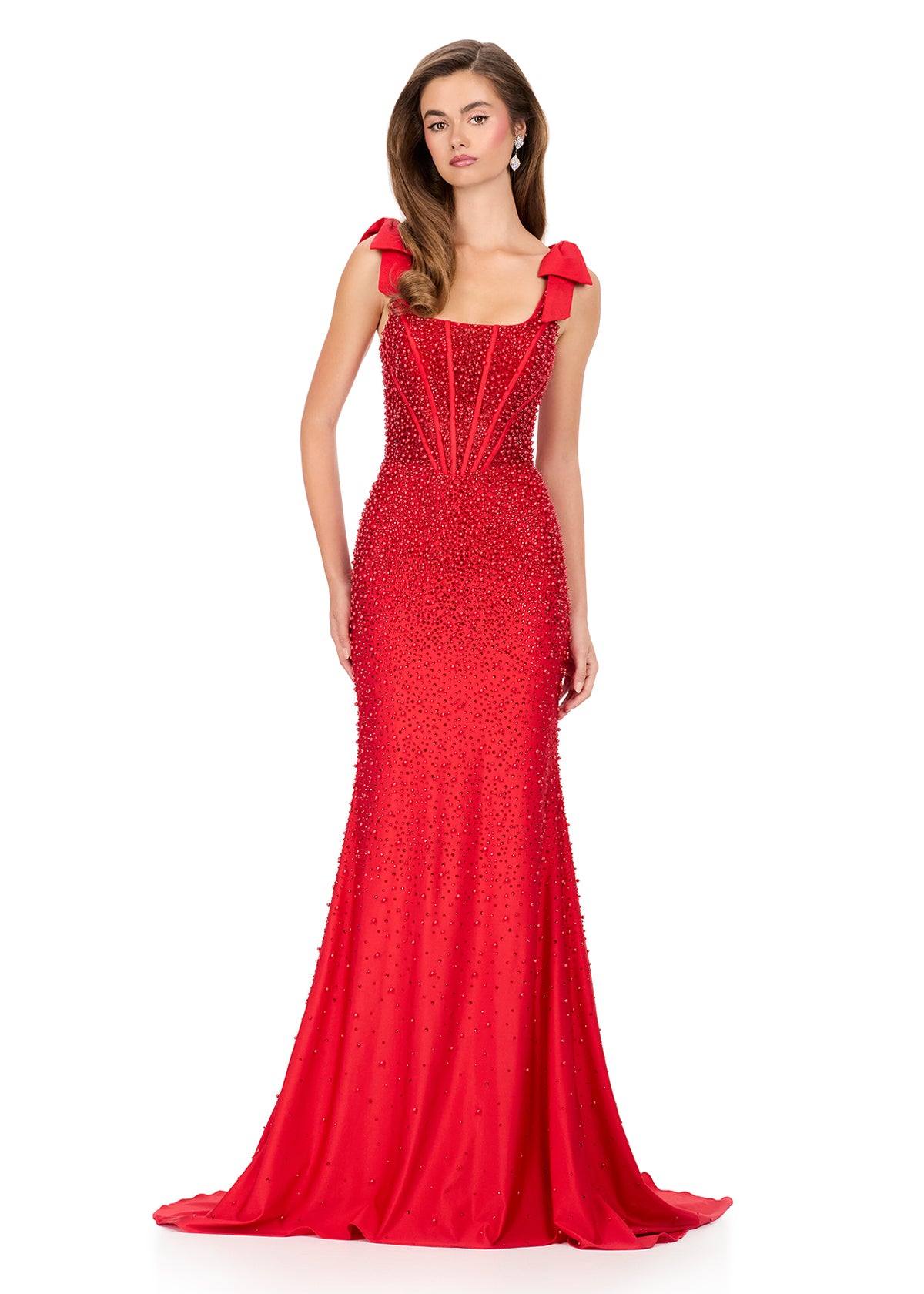 ASHLEYlauren Style 12179 - Fitted Jersey Dress with Bow Straps ASHLEYlauren Style 12179 - Fitted Jersey Dress with Bow Straps