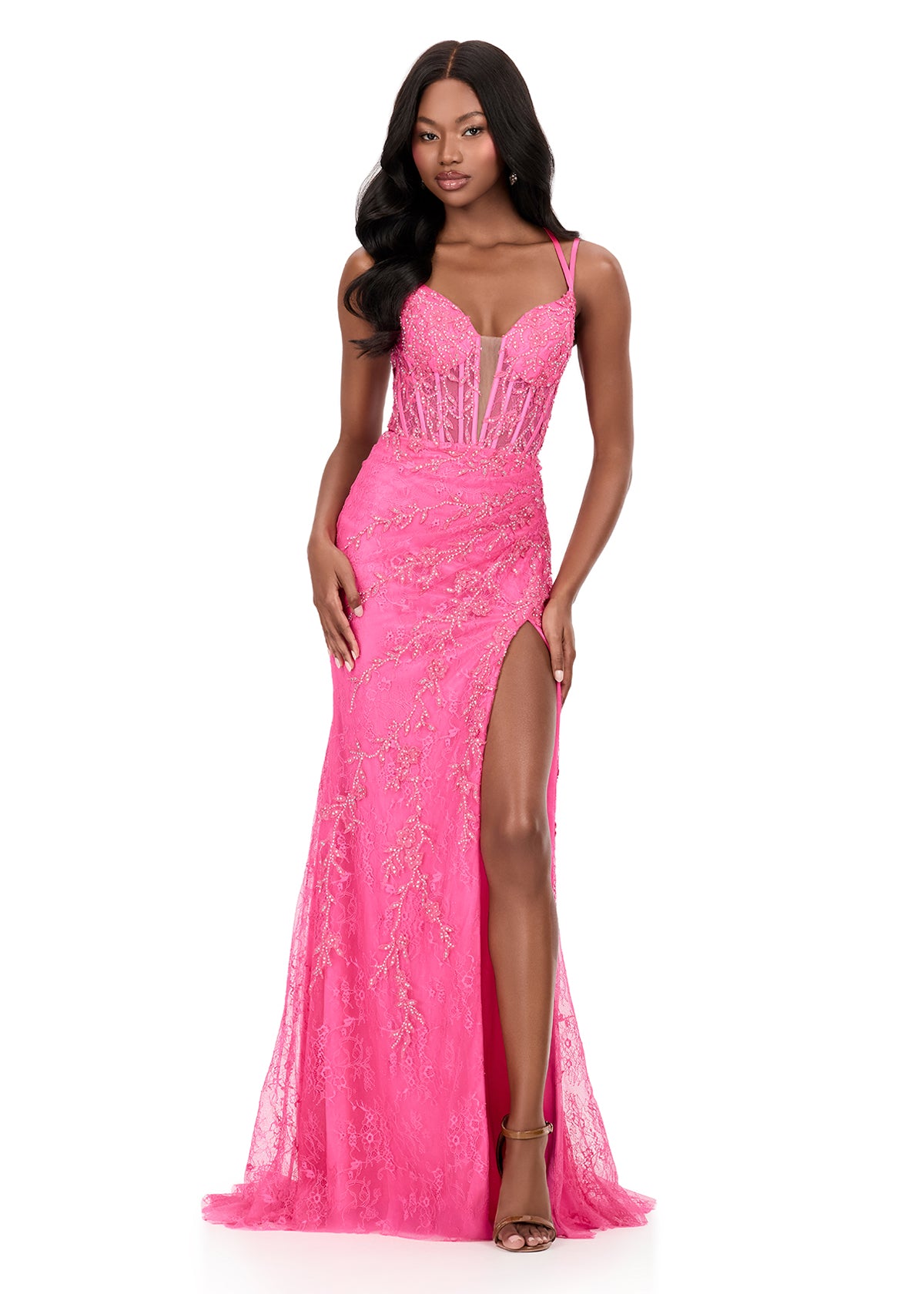 lace up thigh dress ASHLEYlauren Style 12189