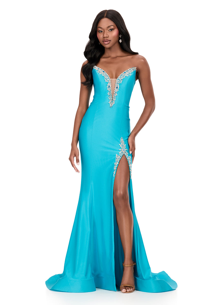 ASHLEYlauren Style 12191 - Strapless Dress with Plunging Neckline