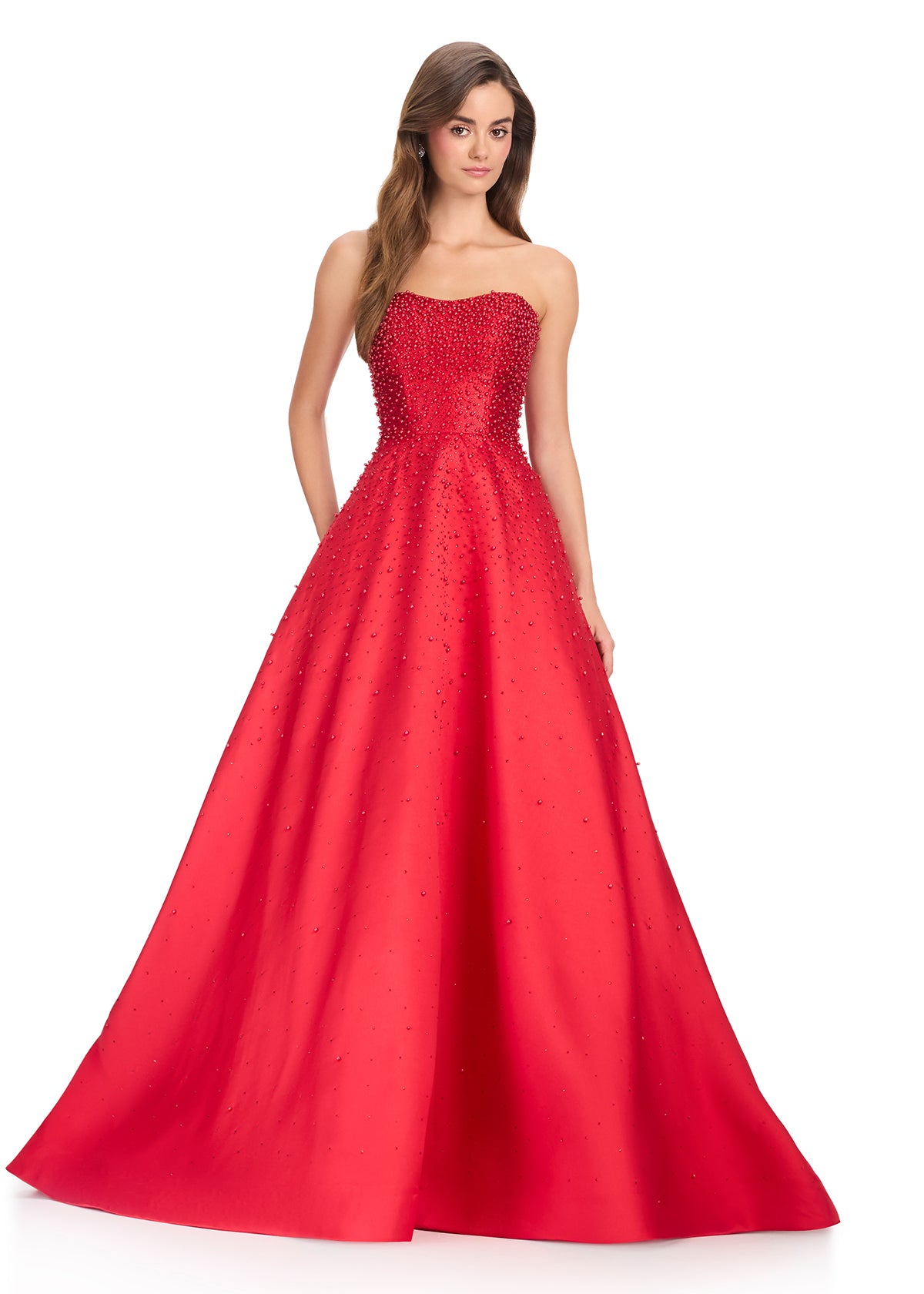 ASHLEYlauren Style 12192 - Strapless Mikado Gown with Crystal detail