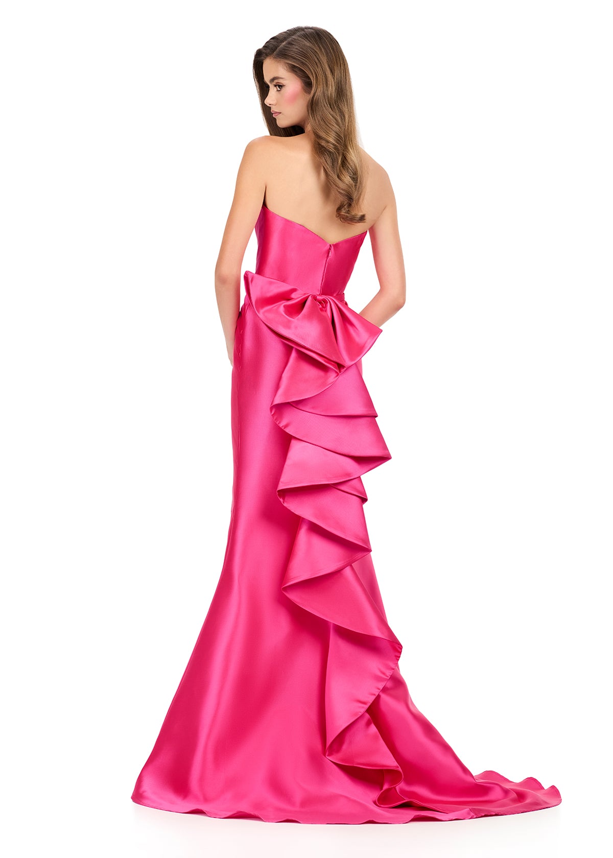 ASHLEYlauren Style 12215 - Strapless Mikado Dress with Ruffle Bow