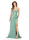 ASHLEYlauren 12220 | Sage shimmer jersey gown with ruched sweetheart bodice and fitted silhouette