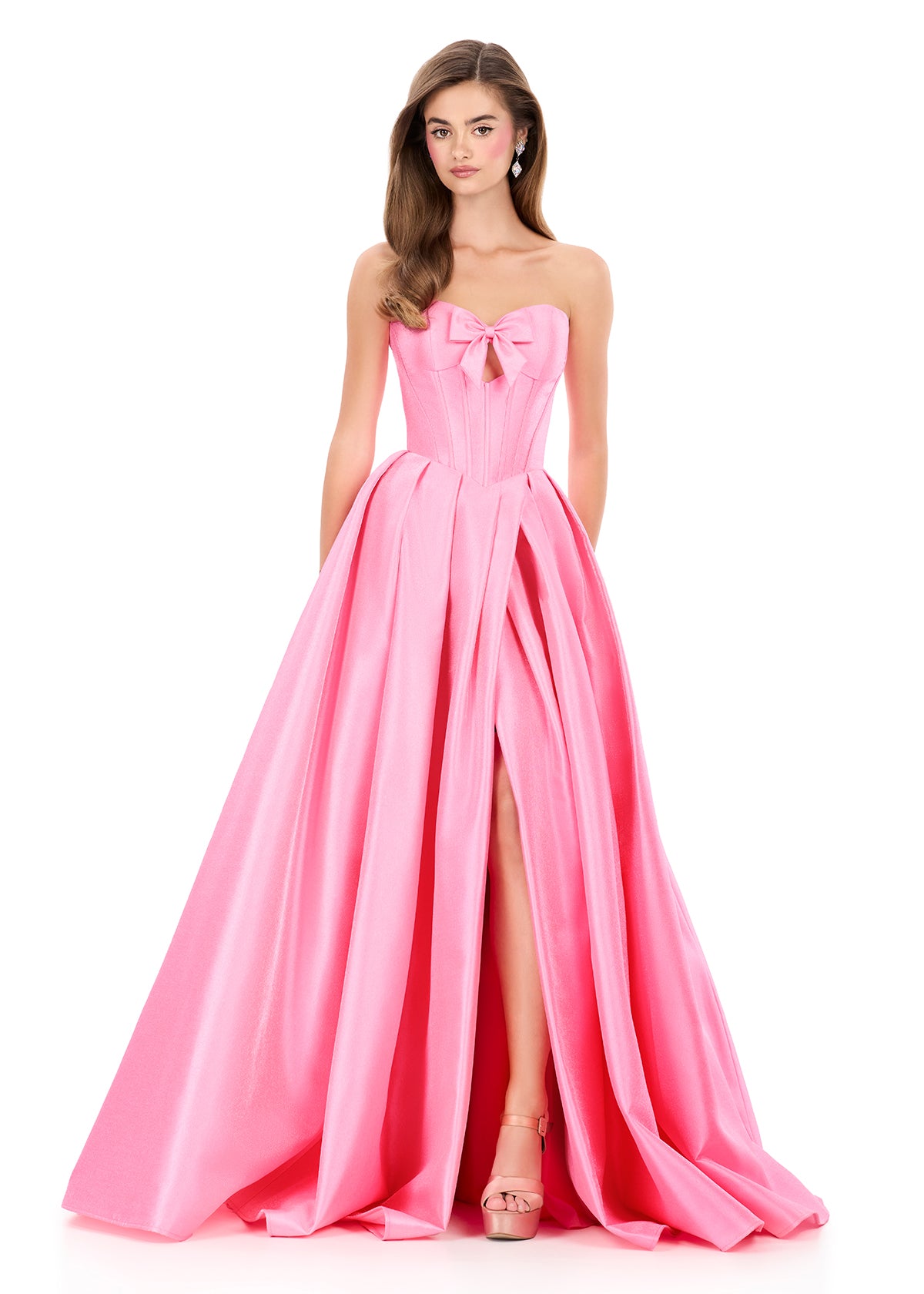 ASHLEYlauren Style 12264 - Strapless Mikado Gown with Pleated Skirt
