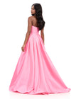 ASHLEYlauren 12265 | Pink Mikado ball gown featuring a pleated sweetheart bodice and elegant full skirt