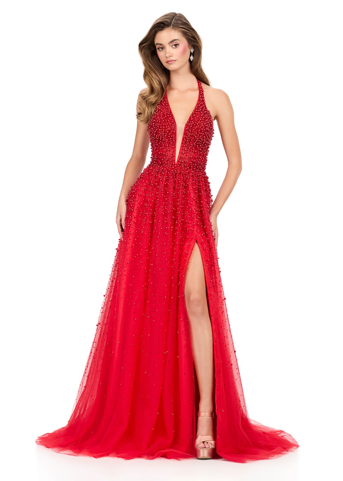 ASHLEYlauren Style 12268 - Tulle Dress with Sparkling Press-On Stones