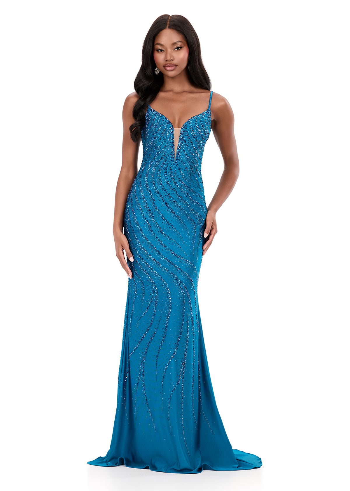 ASHLEYlauren Style 12269 - Jersey Dress with Plunging V-Neckline ASHLEYlauren Style 12269 - Jersey Dress with Plunging V-Neckline