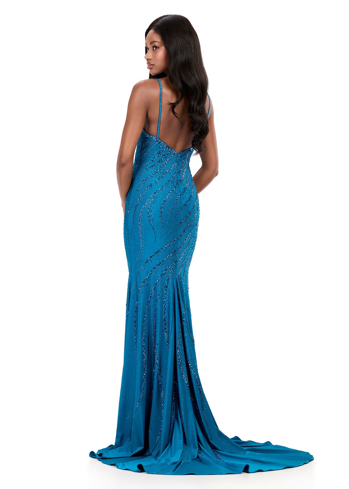 ASHLEYlauren Style 12269 - Jersey Dress with Plunging V-Neckline ASHLEYlauren Style 12269 - Jersey Dress with Plunging V-Neckline